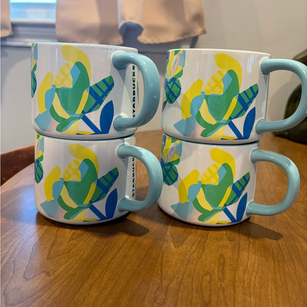 Starbucks Floral Mug Set - White and Blue